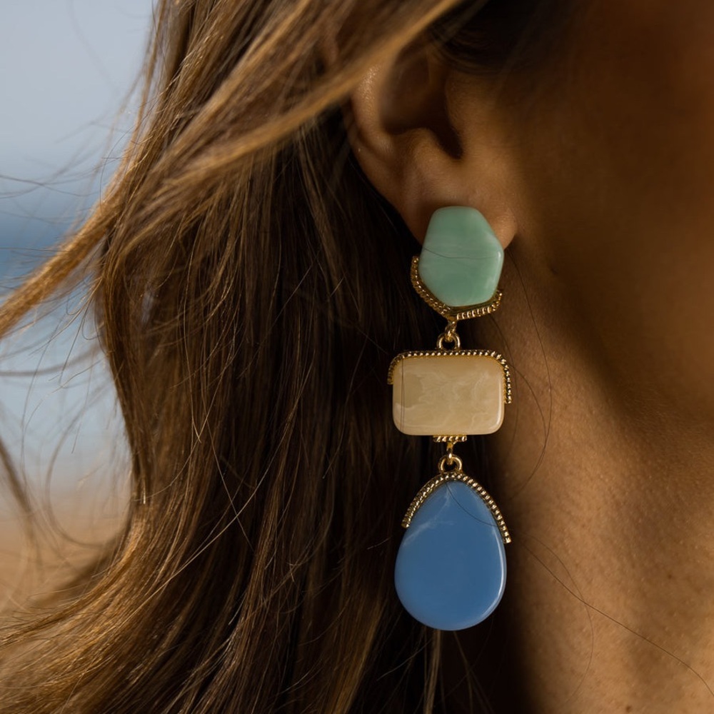 Multi Color Drop Earrings | Triple Dangle Earrings